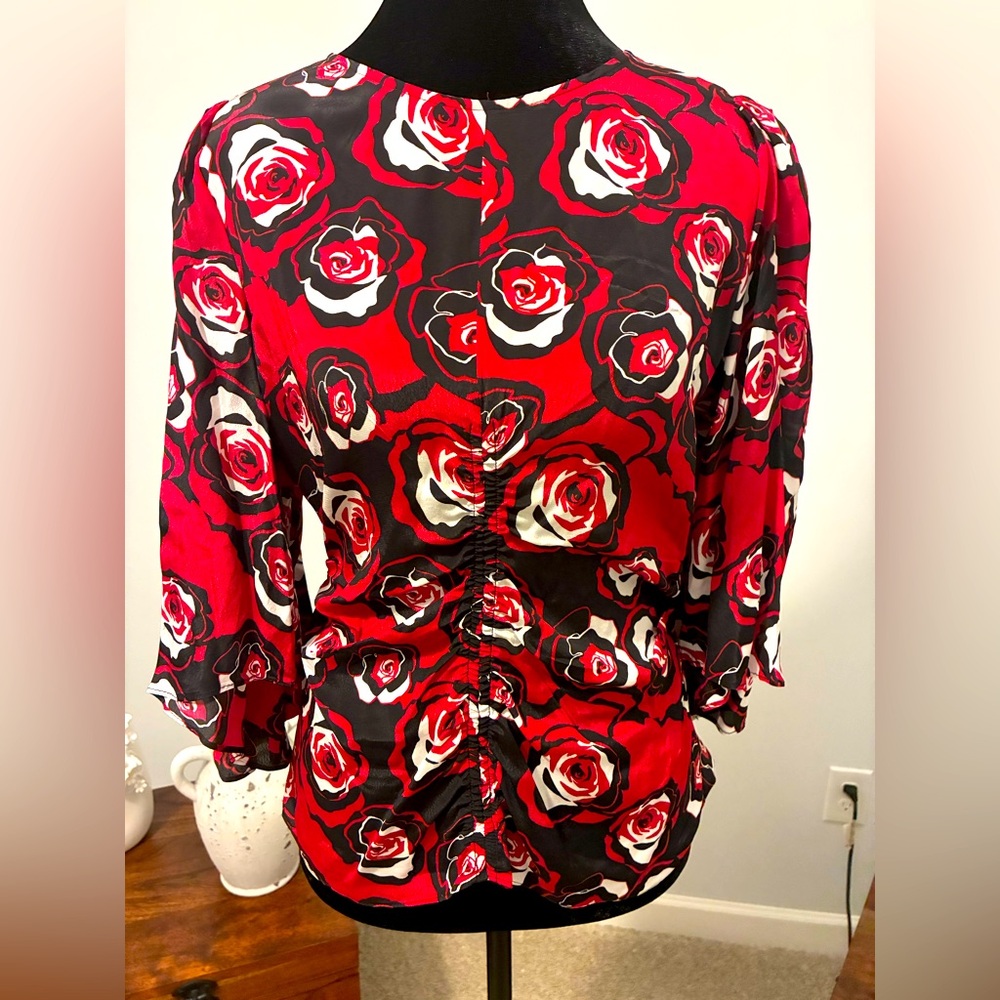 Floral Red and Black Women's Top by WHBM.